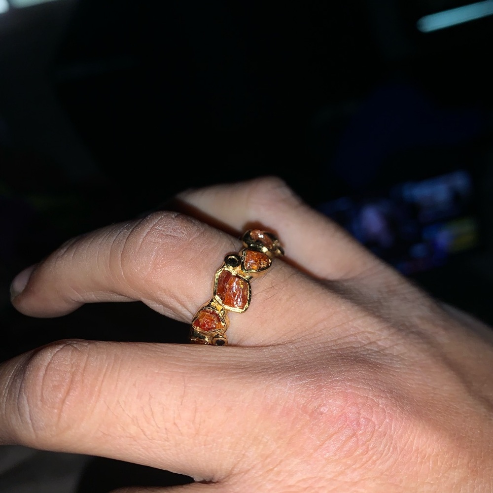 Gold and Orange Stone Ring with Elegant Design